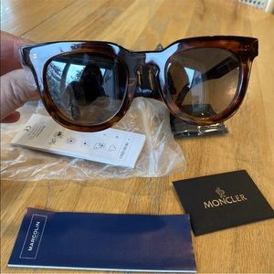 Moncler Oval Sunglasses ML0008 45C Havana Brown 48mm 0008 NWT $285
